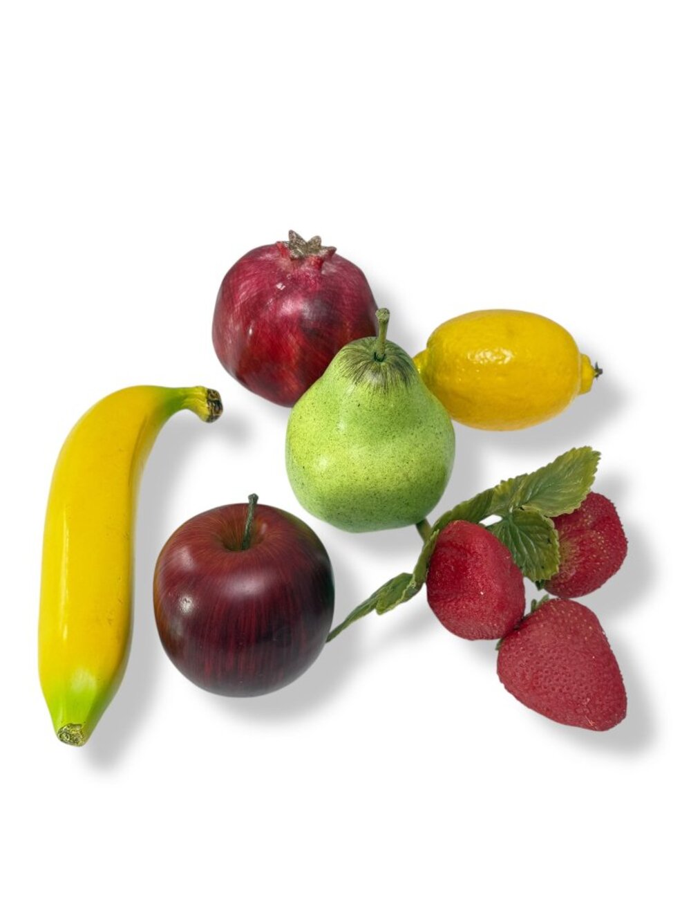 Vintage Faux Fruit Lot Pear Apple Banana Lemon Strawberries Pomegranate Decor